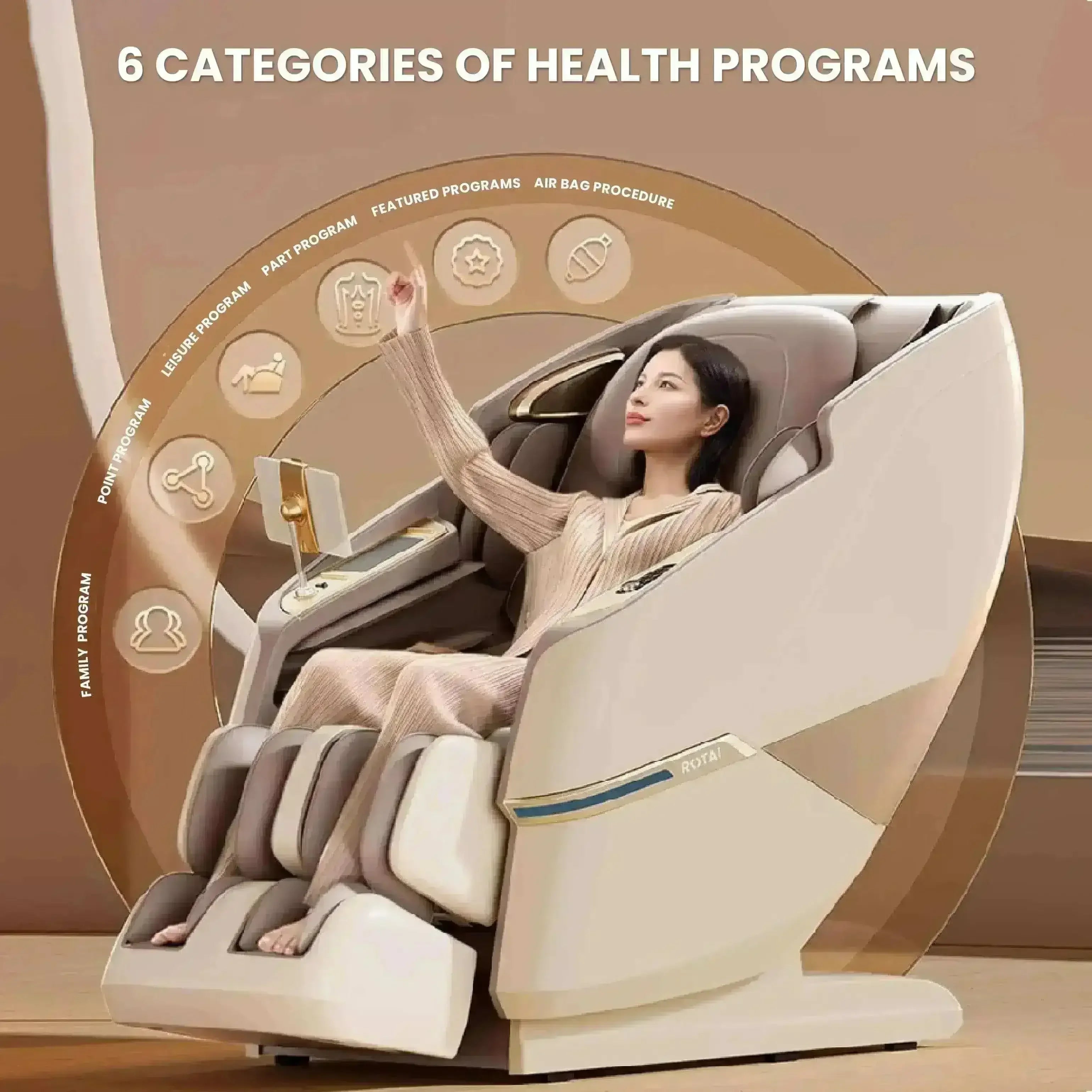 Royal Magestic Pro Massage Chair Brown (Pre-owned) - Rotai Health - Best Massage Chair in Dubai UAE - Shop massage chairs in UAE, Saudi Arabia -Therapy Massage Chairs - Back, Neck, & Leg Pain Relief