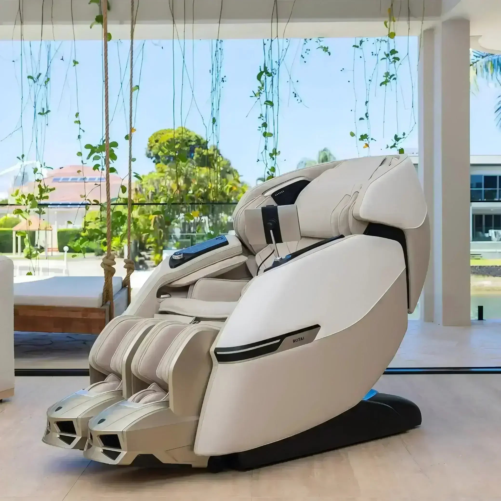 Advanced AI Robotic Massage Chair (Beige) - Rotai - Best Massage Chair in Dubai UAE - Shop massage chairs in UAE, Saudi Arabia -Therapy Massage Chairs - Back, Neck, & Leg Pain Relief