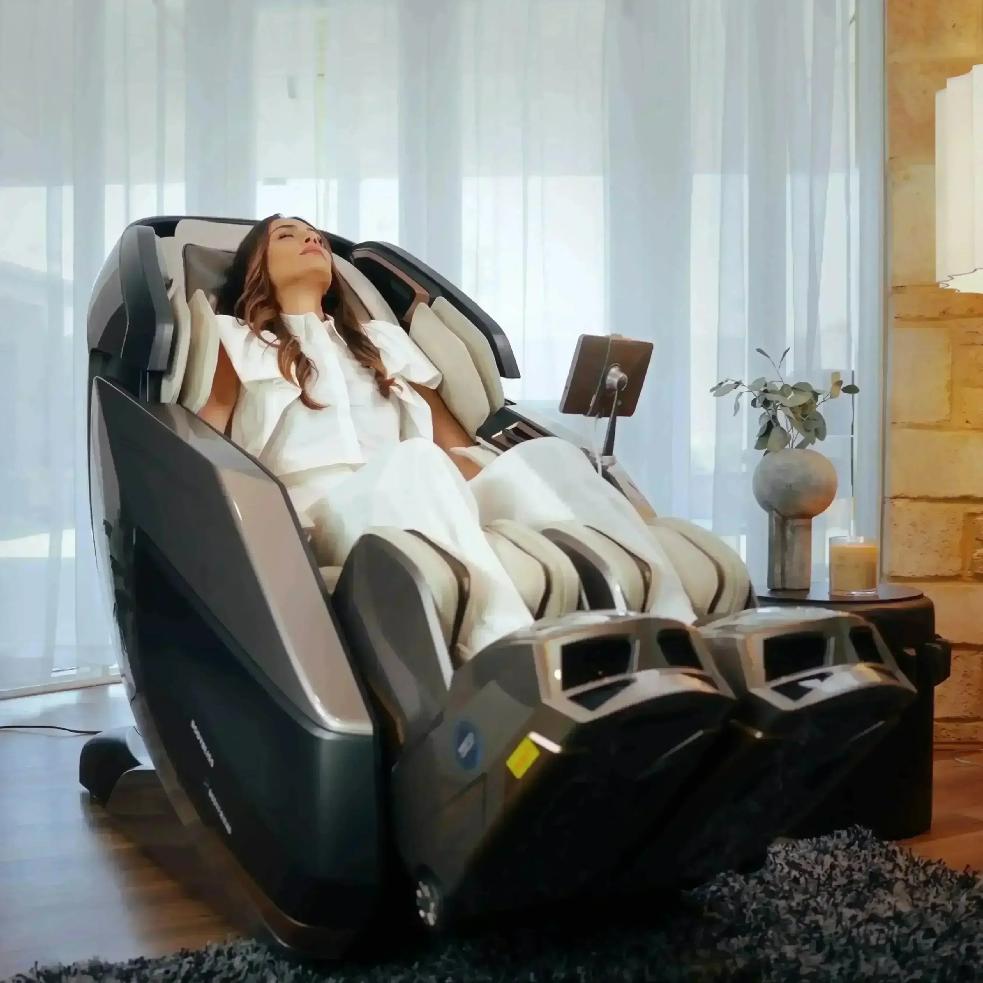 AI Robotic Massage Chair (Glacier Silver) - Rotai - Best Massage Chair in Dubai UAE - Shop massage chairs in Dubai, UAE, Abu Dhabi
