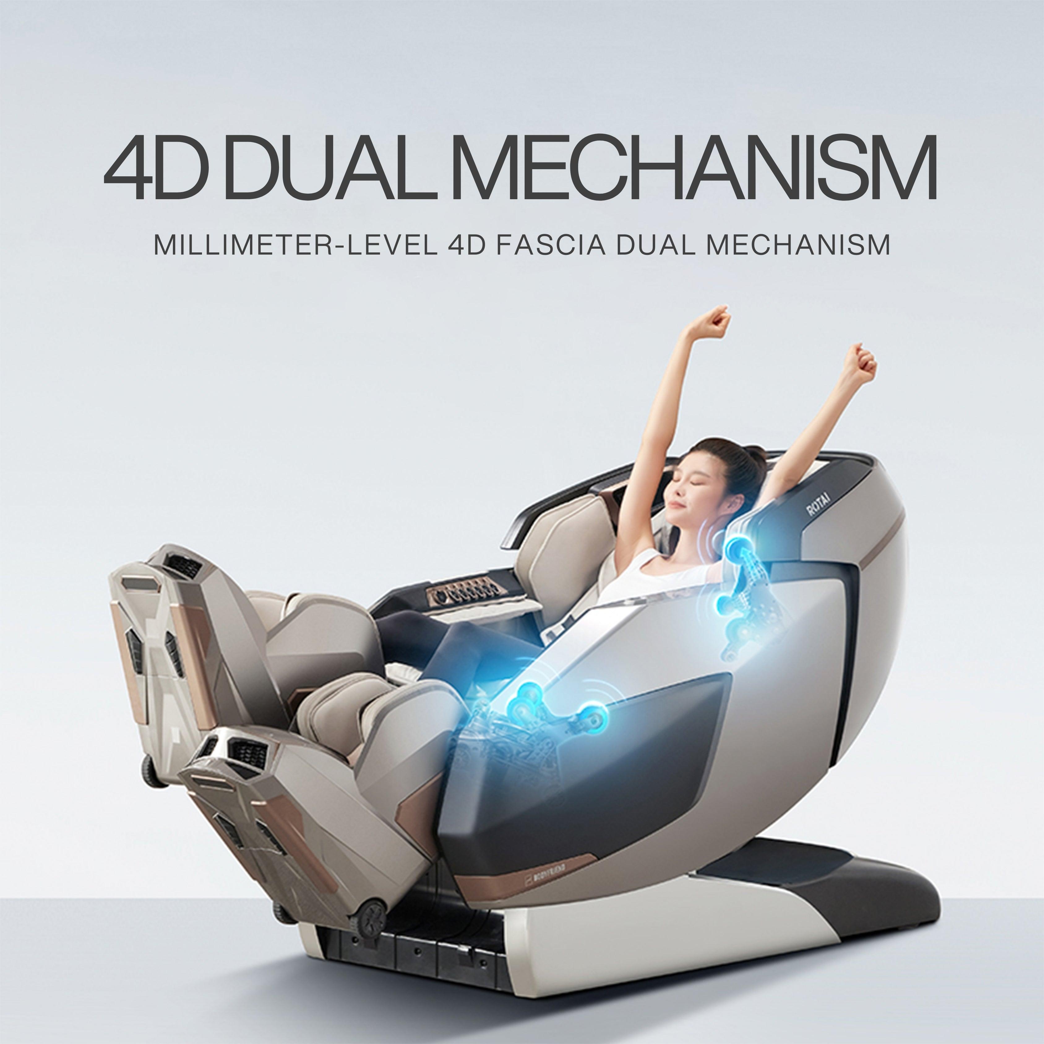 AI robotic massage chair with 4D dual mechanism in Glacier Silver, best massage chair UAE, massage chair Dubai, enhancing relaxation and blood circulation, best massage chair uae, massage chair Dubai, massage chair uae, massage chair Saudi Arabia, كرسي ال
