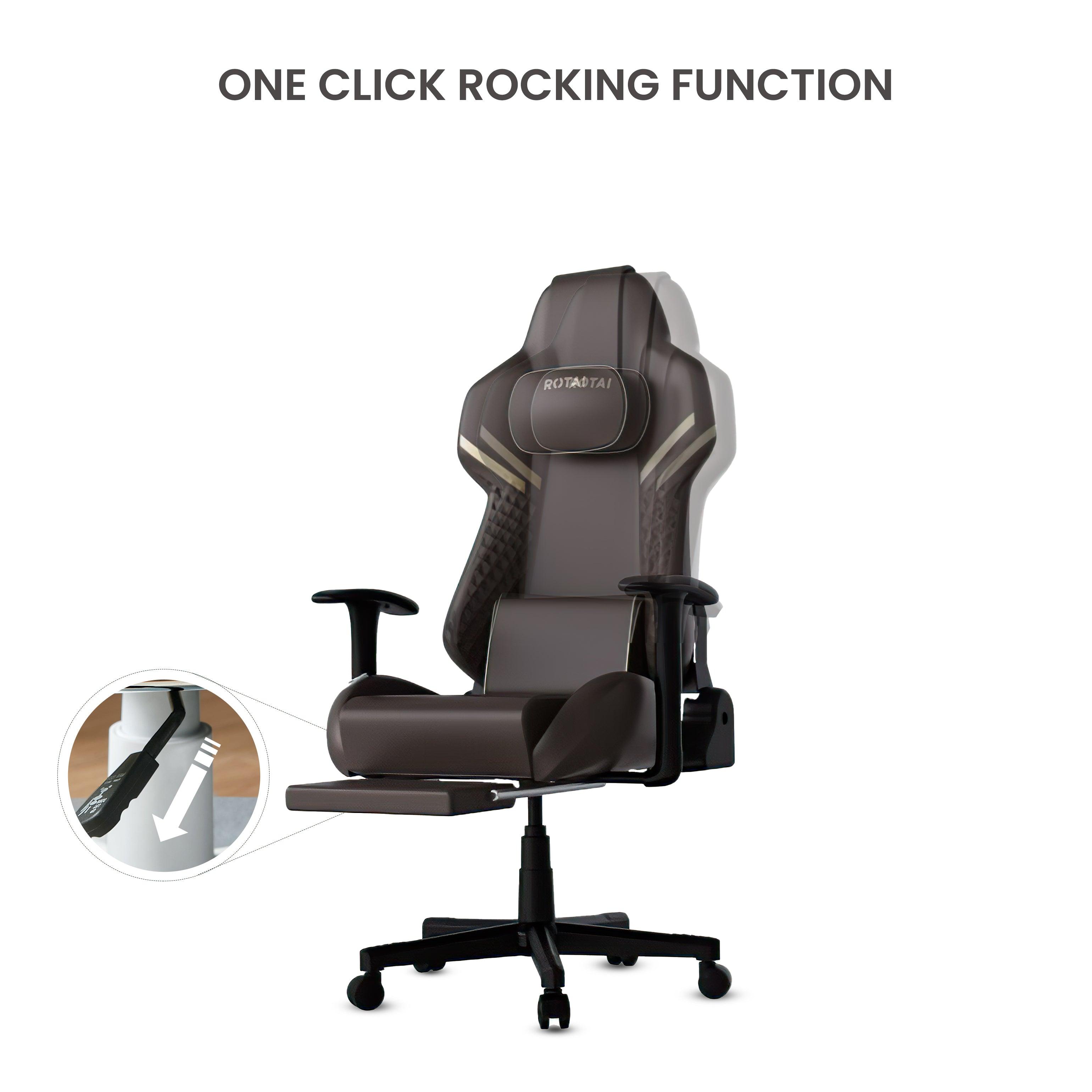 Brown office massage chair model E16 featuring one-click rocking function. Best massage chair in UAE, Dubai massage chair shop.