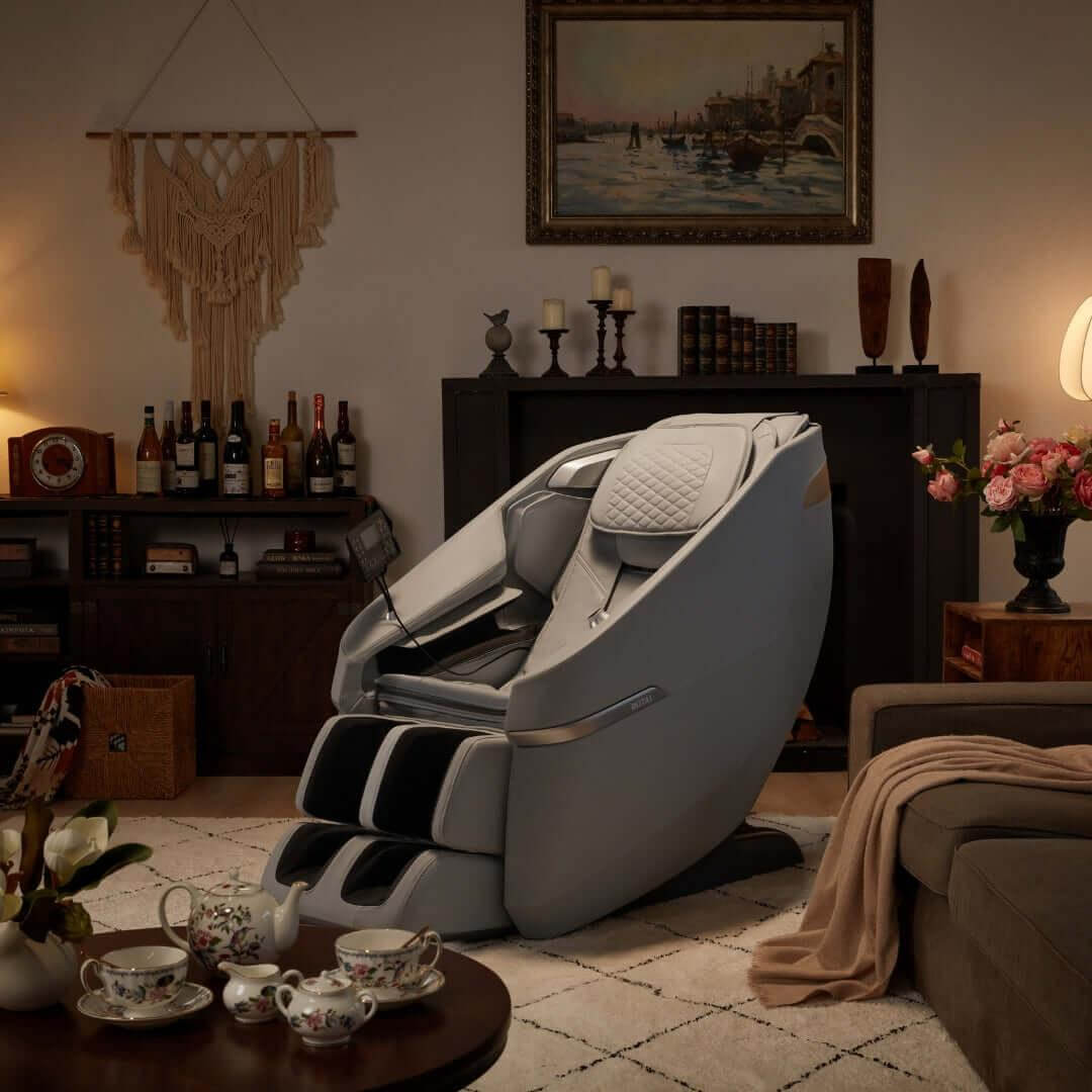 Ekanite Massage Chair and Sofa in cozy living room setting, best massage chair in UAE, massage chair Dubai, كرسي استرخاء, كرسي مساج كهربائي, best massage chair uae, massage chair Dubai, massage chair uae, massage chair Saudi Arabia, كرسي التدليك, Best mas