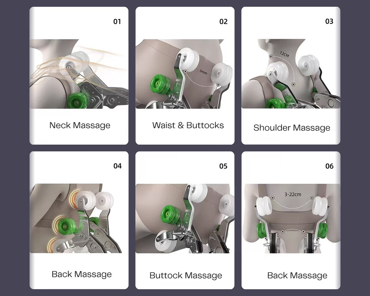 ARIES Hoyogen Massage Chair 6 targeted massage techniques for neck, shoulders, back, waist and buttocks