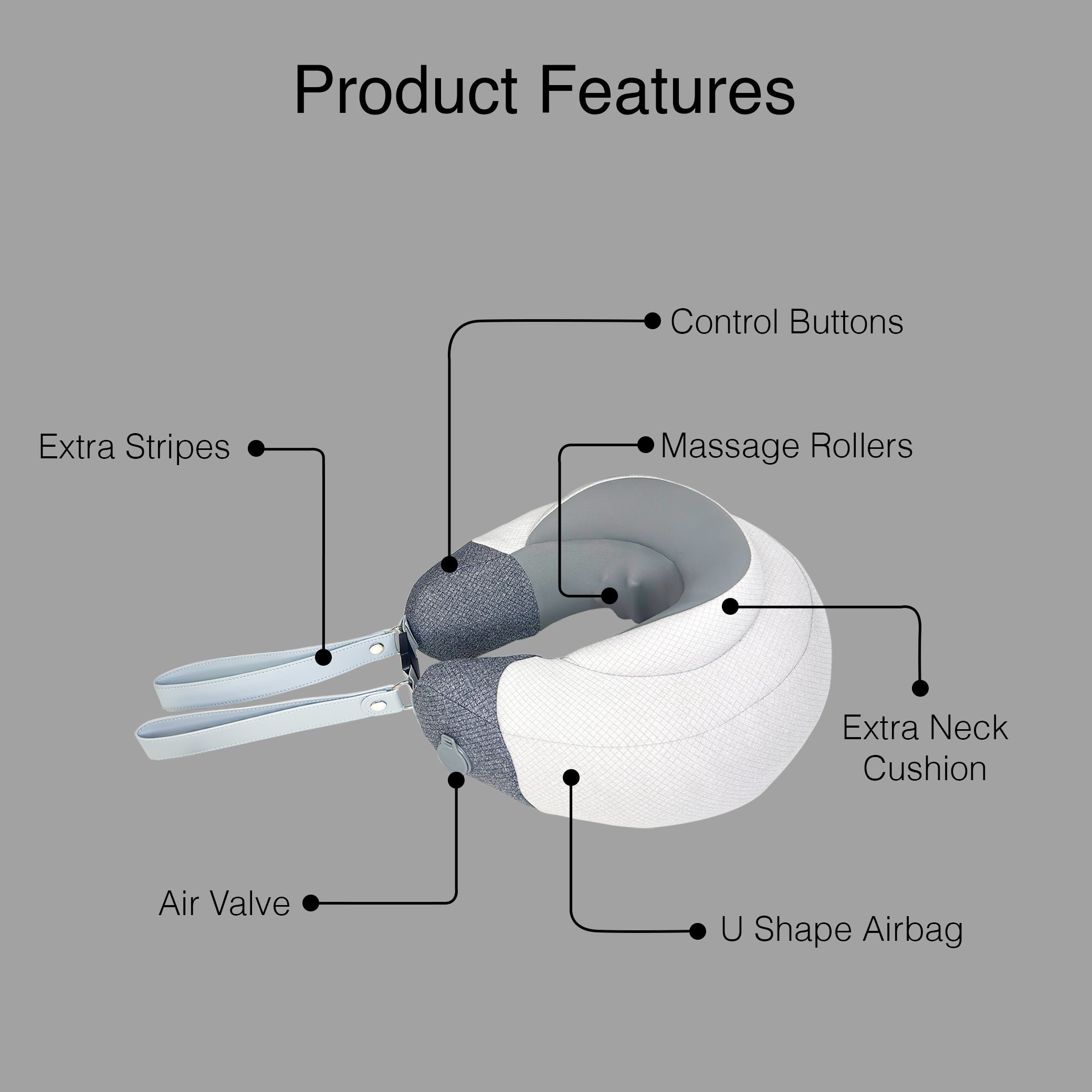 كراسي مساج Rotai Neck Masasage Pillow Air Travel Pillow, premiun travel pillow Portable Electric Massage Pillow